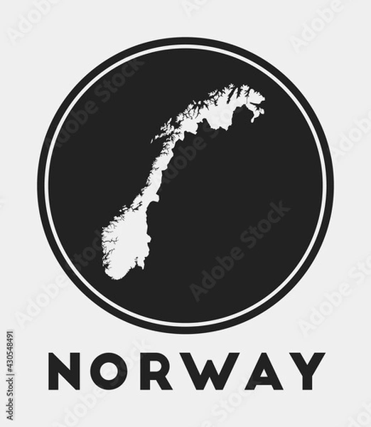 Fototapeta Norway icon. Round logo with country map and title. Stylish Norway badge with map. Vector illustration.