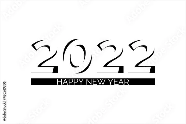 Obraz Text composition 2022 happy new year vector illustration  isolated on a white background. Template for the design of a brochure, postcard, banner, cover.