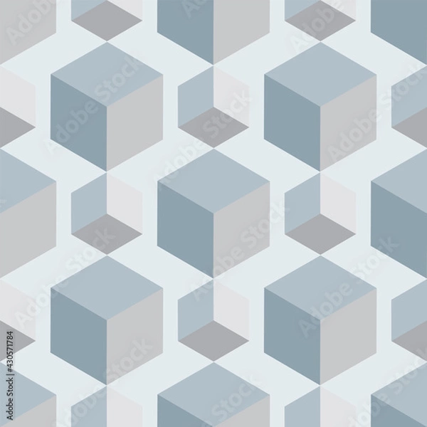 Fototapeta Vector abstract geometric cubes and hexagons seamless pattern
