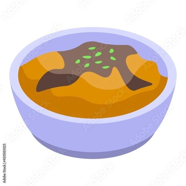 Fototapeta Mashed potatoes bowl icon. Isometric of Mashed potatoes bowl vector icon for web design isolated on white background