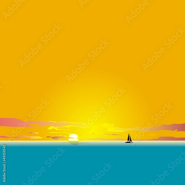 Obraz 水平線に沈む夕日