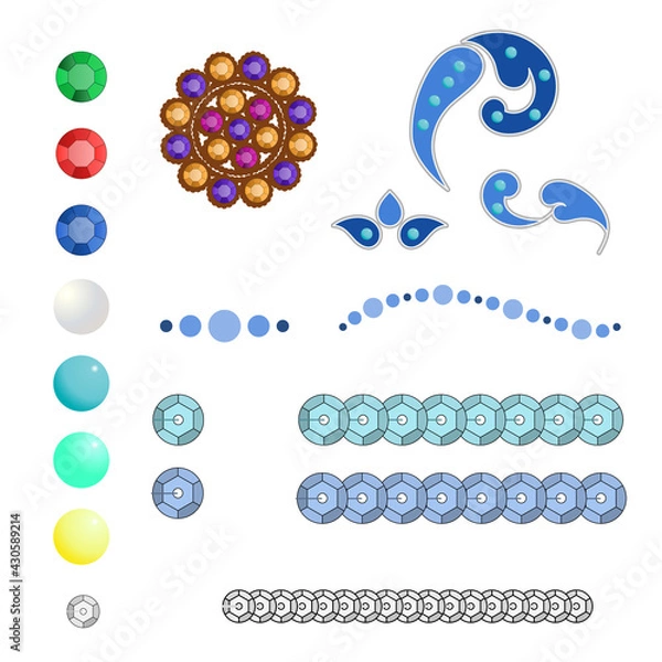 Fototapeta vector fittings, sequins, fringe, chain, rope brushes for illustrator , ornamental lace