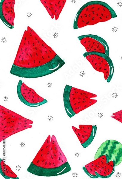 Obraz A fun, bright illustration featuring summer classic fruit, Watermelon.
