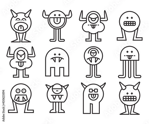 Fototapeta funny and cute monster character vector set