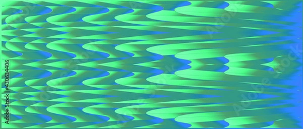 Fototapeta Blue-green waves on a rectangular background. Use for textures and design.