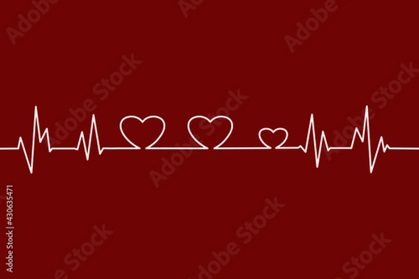 Fototapeta Flat Design Vector Graphics of Heart Vital Pulse ECG Signs Frequency for Family Farther Mother Children