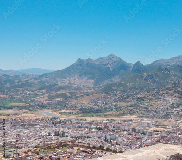 Obraz Pastoral landscape outside View of the colorful old buildings of tetouan (Northern Morocco) in historical center of the city.
