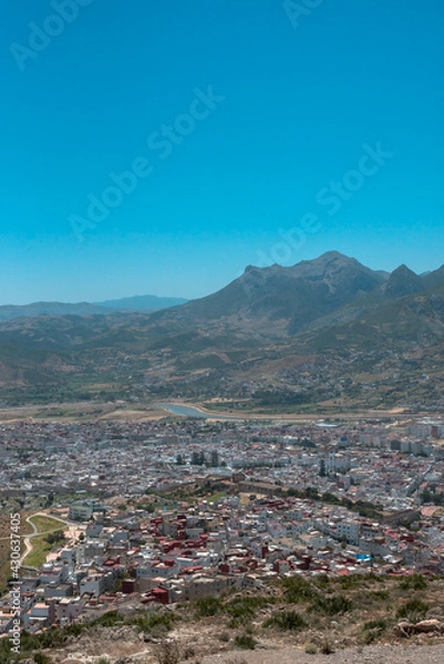 Obraz Pastoral landscape outside View of the colorful old buildings of tetouan (Northern Morocco) in historical center of the city.
