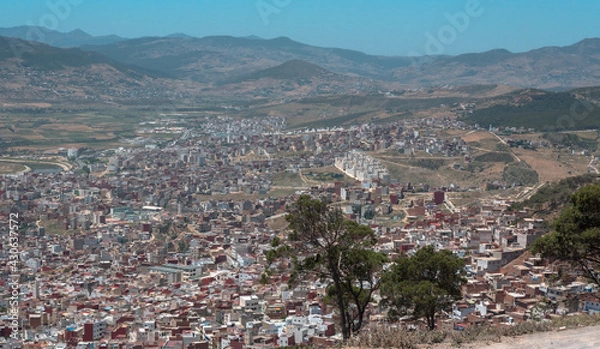 Obraz Pastoral landscape outside View of the colorful old buildings of tetouan (Northern Morocco) in historical center of the city.

