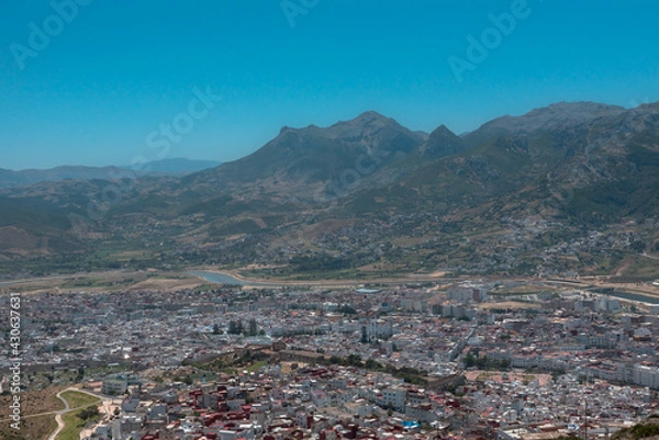 Obraz Pastoral landscape outside View of the colorful old buildings of tetouan (Northern Morocco) in historical center of the city.
