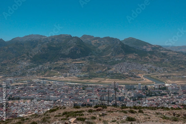Obraz Pastoral landscape outside View of the colorful old buildings of tetouan (Northern Morocco) in historical center of the city.
