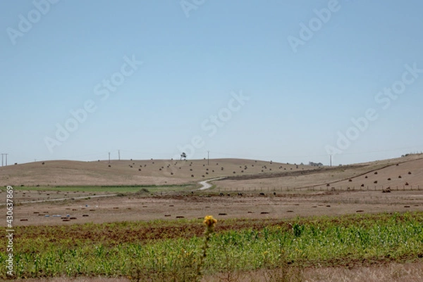 Obraz Panorama of hills and mountains with the fog clouds between Tetouan city
