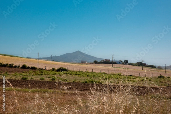 Obraz Panorama of hills and mountains with the fog clouds between Tetouan city
