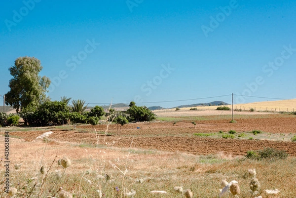 Obraz Panorama of hills and mountains with the fog clouds between Tetouan city
