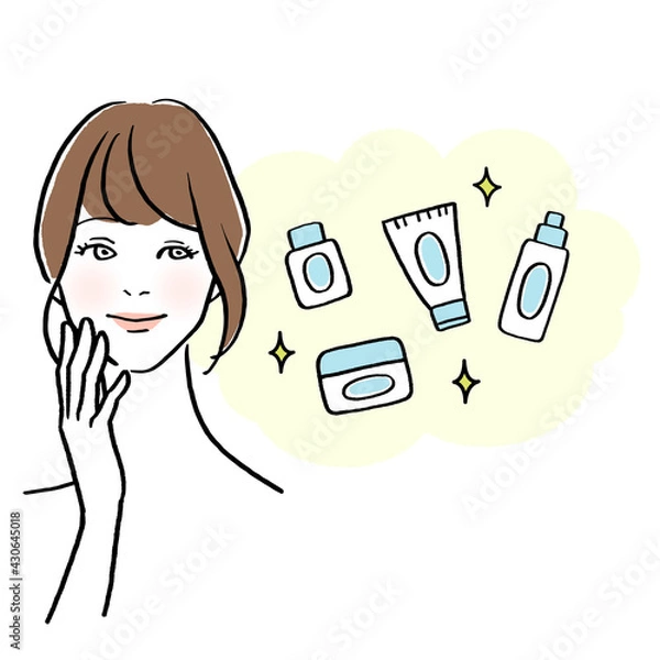 Obraz スキンケアする女性のイラスト