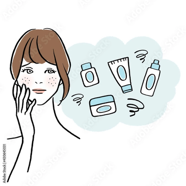 Obraz 肌荒れを気にする女性のイラスト