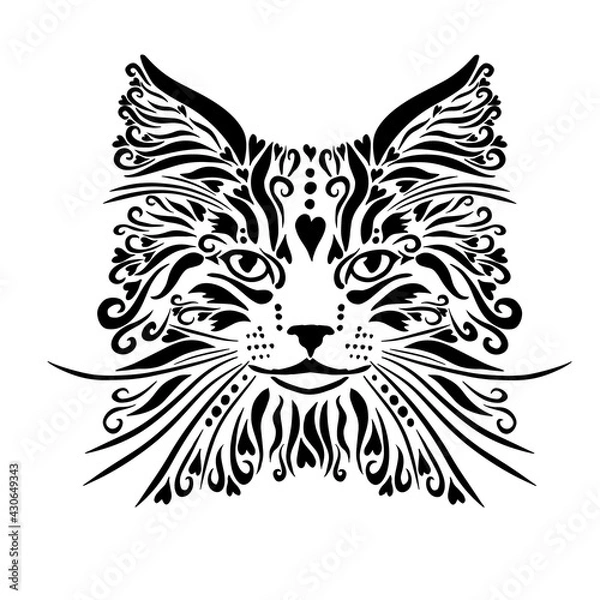 Fototapeta Graphic stylized kitten face. Vector illustration