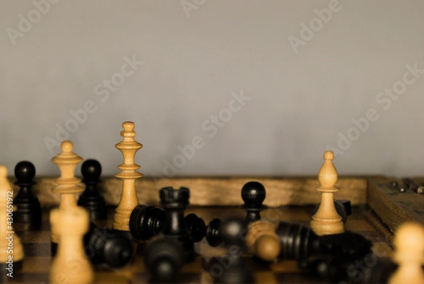 Obraz Composition of old chess pieces
