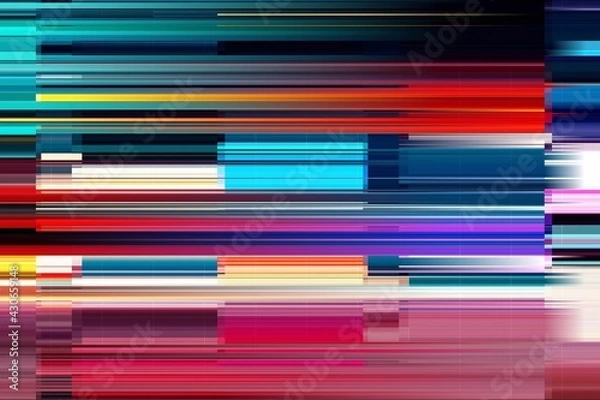 Obraz Modern background with dead pixel and bug, glitch and error signal. Optical distortion, overlapping geometric. It can be used for web design, printed products and visualization of music.