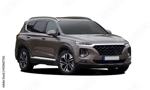 Fototapeta Brown SUV on a white background, front view