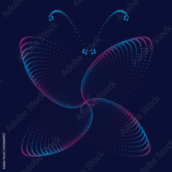 Fototapeta Butterfly. Dotted Halftone Vector in doodle style image