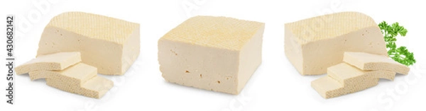 Fototapeta tofu cheese isolated on white background with clipping path and full depth of field, Set or collection