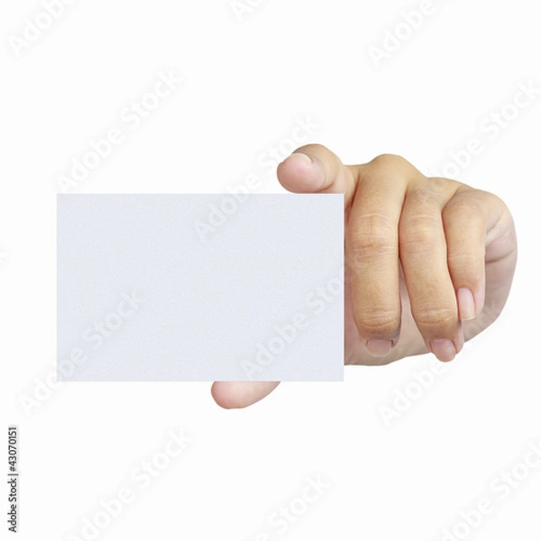 Fototapeta Hand and a card isolated on white