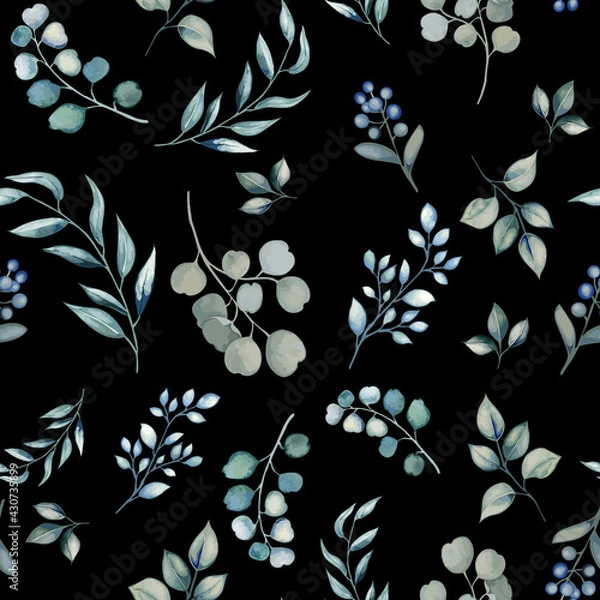 Fototapeta Vector pattern seamless with leaves and herbals. Vector pattern seamless.