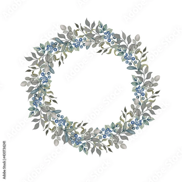 Fototapeta  Vector wreath
 with herbals and leaves. 