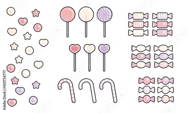 Obraz ミルキーなパステルカラーのキャンディアイコンセット