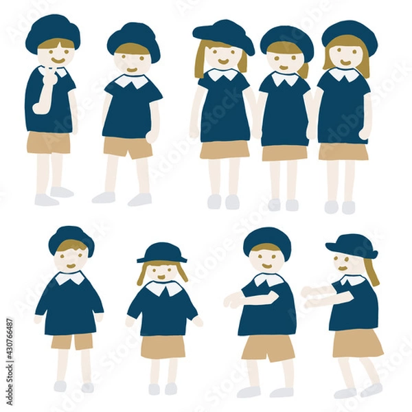Fototapeta 制服の園児たちのイラスト