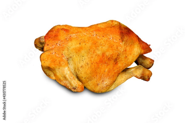 Obraz Herbs baked chicken on white background,  With clipping path