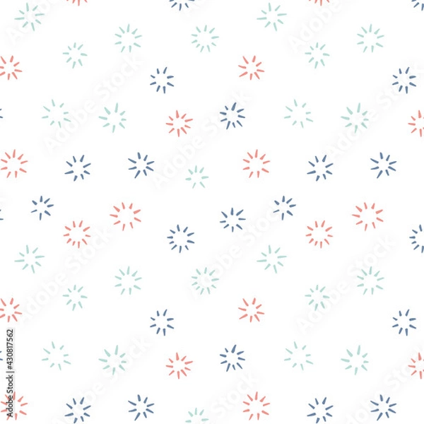 Fototapeta Simple handwritten star pattern. Bright pastel color scheme.