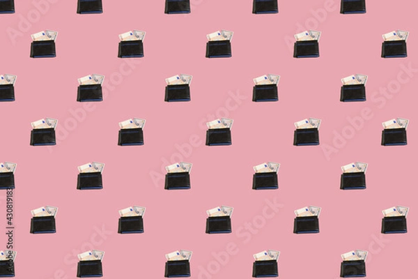 Obraz Pattern with wallet and cash bills