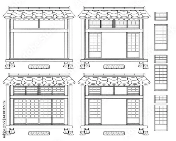 Fototapeta 縁側01-線画01