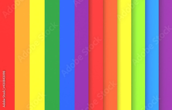 Obraz 3d rendering. LGBT rainbow color bar pattern paper wall background.