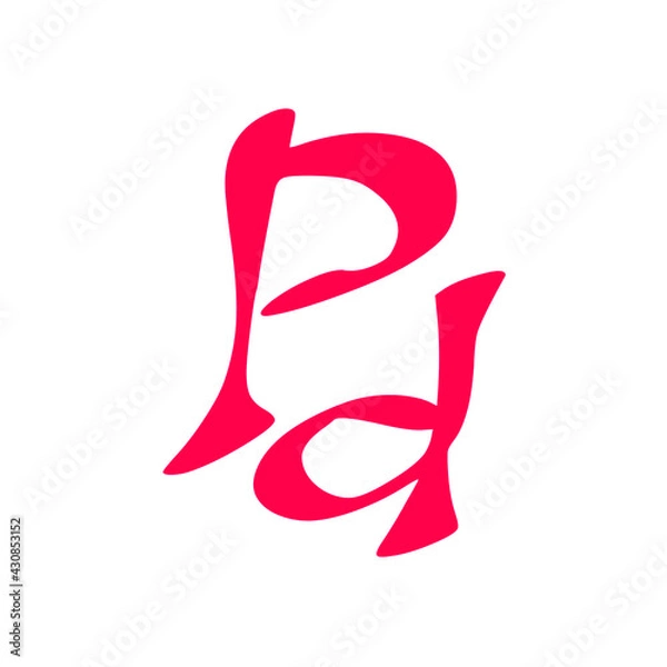 Obraz Pd initial handwritten pink logo for identity