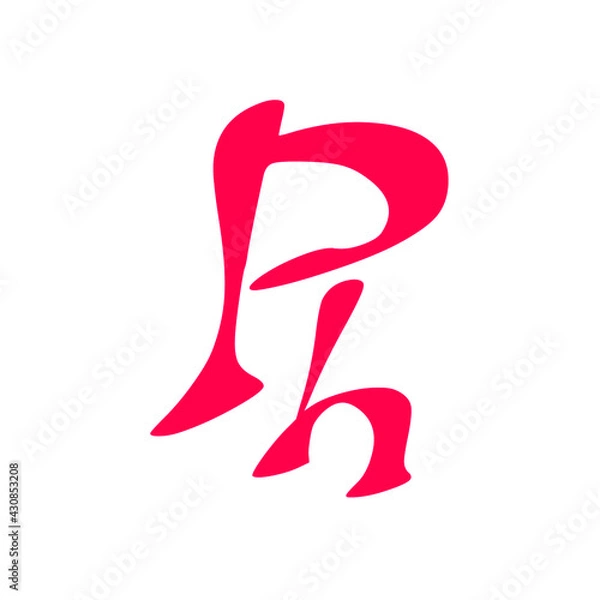 Obraz Ph initial handwritten pink logo for identity