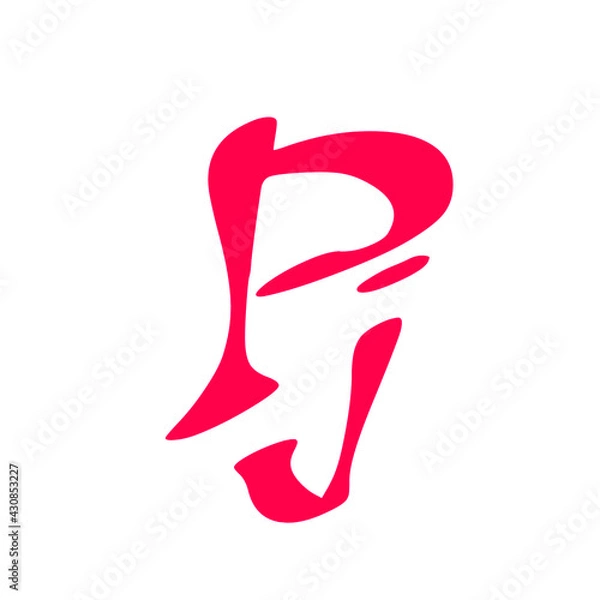 Obraz Pj initial handwritten pink logo for identity
