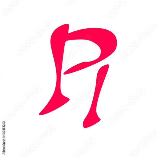 Obraz Pi initial handwritten pink logo for identity
