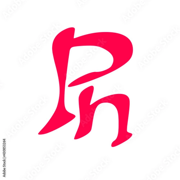 Obraz Pn initial handwritten pink logo for identity