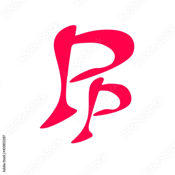 Obraz Pp initial handwritten pink logo for identity
