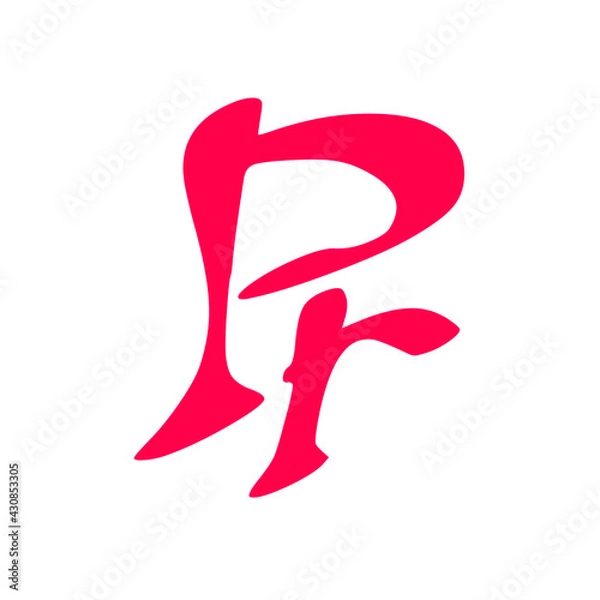 Obraz Pr initial handwritten pink logo for identity