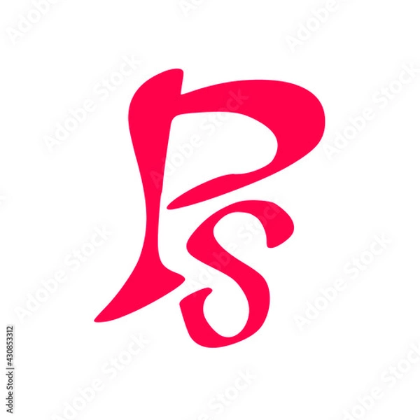 Obraz Ps initial handwritten pink logo for identity