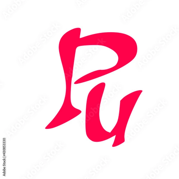 Obraz Pu initial handwritten pink logo for identity