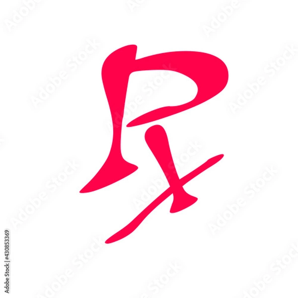 Obraz Py initial handwritten pink logo for identity