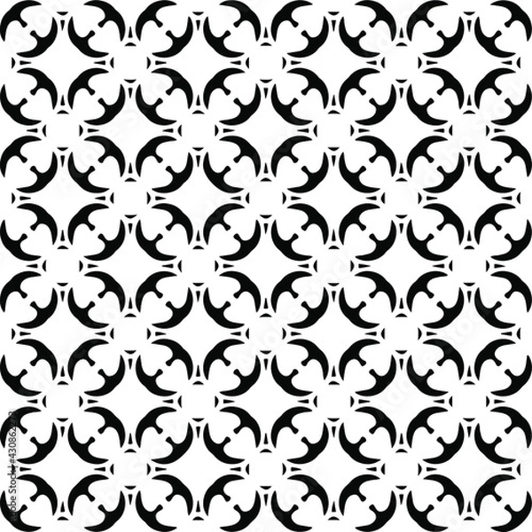 Fototapeta Geometric vector pattern with triangular elements. Seamless abstract ornament for wallpapers and backgrounds. Black and white colors. 
