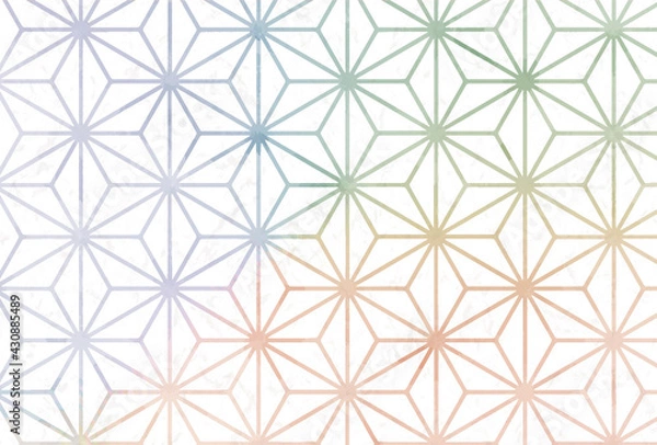 Obraz 和風背景素材　麻の葉　模様