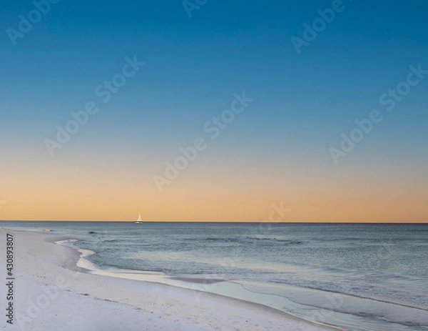 Obraz white sand on gulf beach at sunset