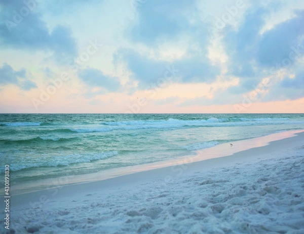 Obraz white sand on gulf beach at sunset